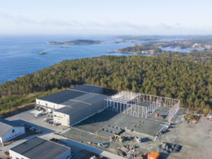 Lekekassen byggeplass - Dronefoto - Grimstad